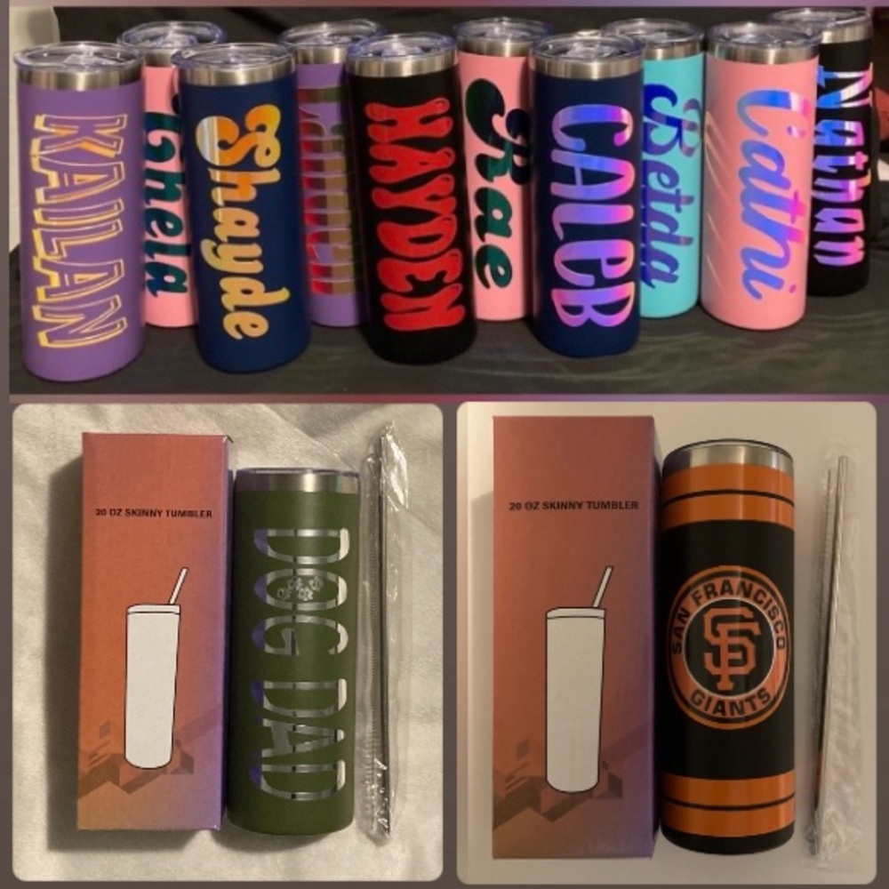 LAST 5 LEFT . Personalized tumbler with Box, Metal Straw, & Straw Cleaner - Picture 2 of 16